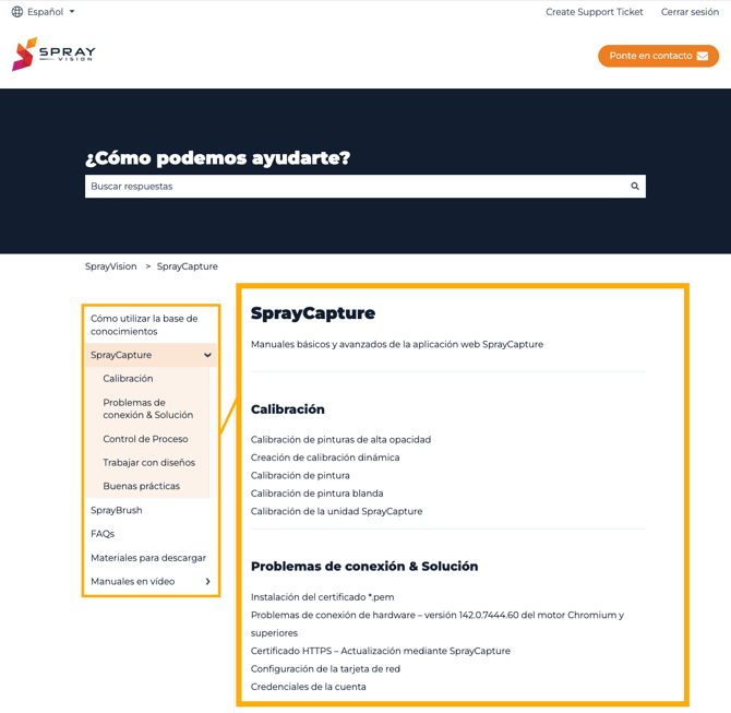 KB categories spanish
