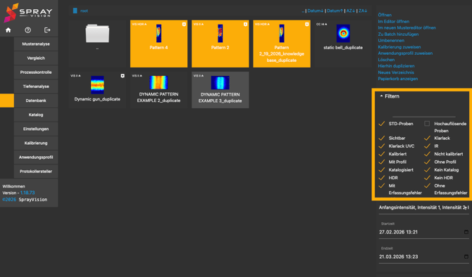 database filtering german