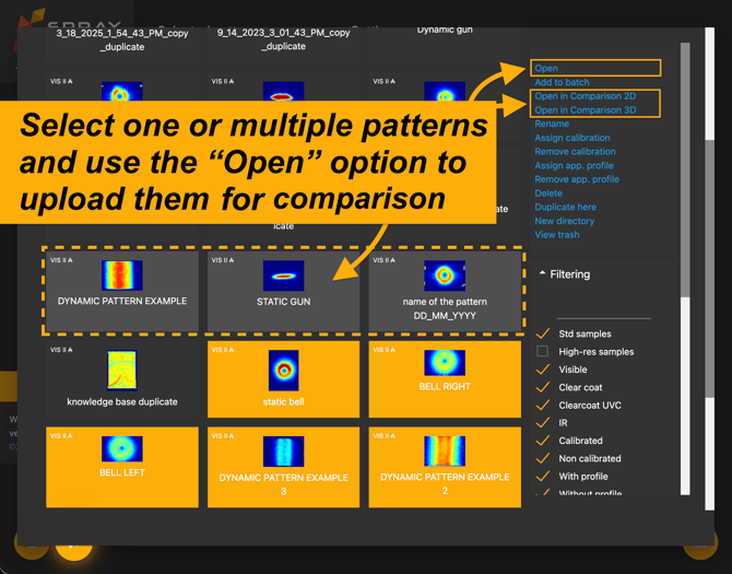 choose patterns for comparison