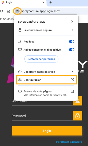 site settings spanish